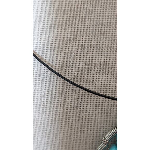 Turquoise Chip Wire Wrapped Pendant Tree of Life on Black Choker Cable - Picture 5 of 6